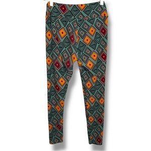 LuLaRoe One Size Halloween Leggings Green Bats Geometric Womens Casual